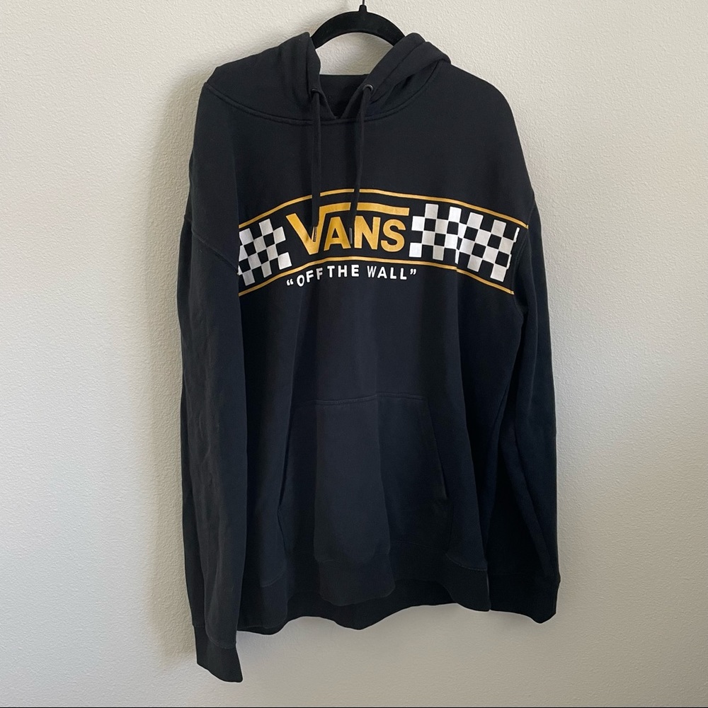 vans checkered yellow black hoodie